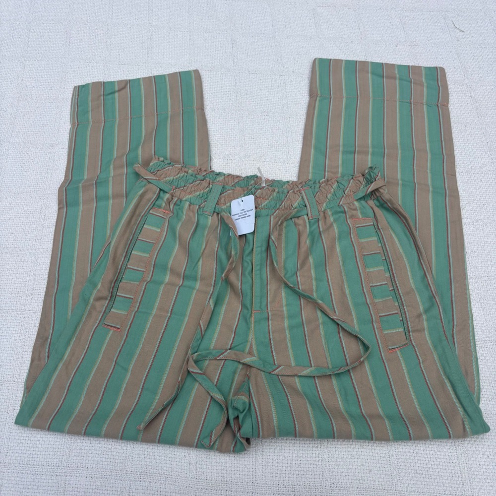Women's XS FREE PEOPLE Marielle Stripe Cotton Drawstring Pull-On Pants Ginger - Picture 5 of 7